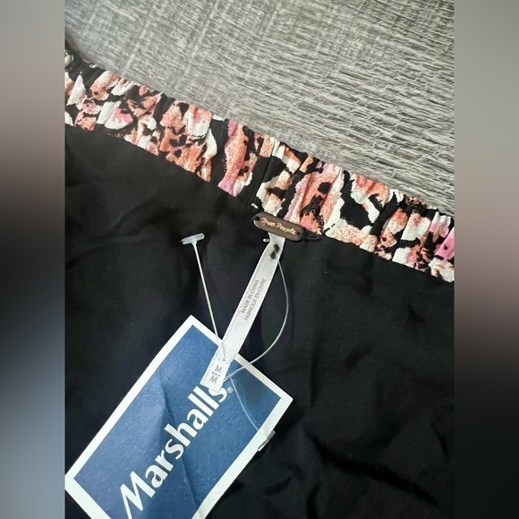 NWT! FREE PEOPLE Jael Printed Mini Dress Medium Floral Black Cutout Boho Puff - Picture 6 of 8